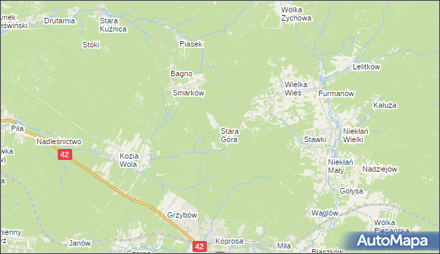 mapa Stara Góra gmina Stąporków, Stara Góra gmina Stąporków na mapie Targeo