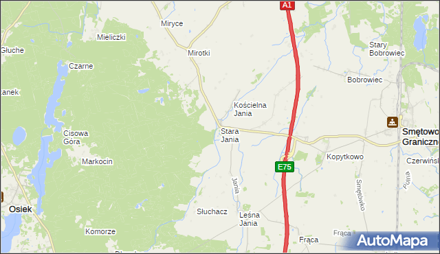 mapa Stara Jania, Stara Jania na mapie Targeo