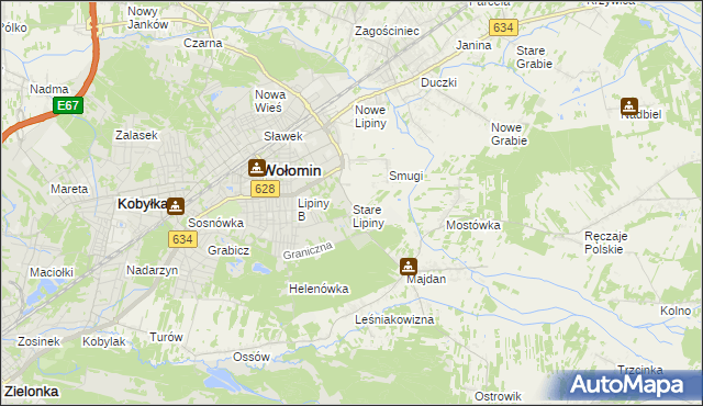 mapa Stare Lipiny, Stare Lipiny na mapie Targeo