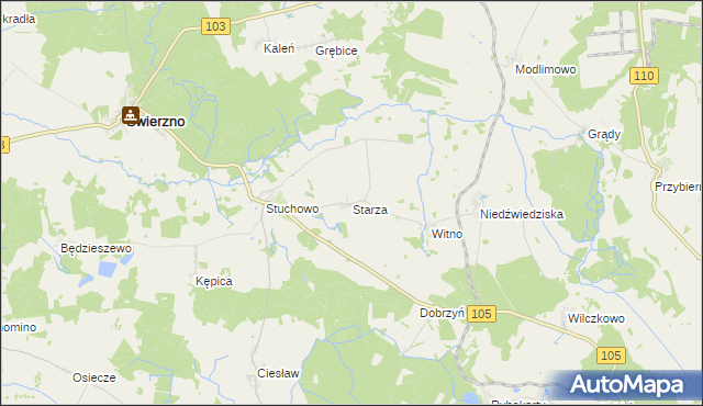 mapa Starza gmina Świerzno, Starza gmina Świerzno na mapie Targeo