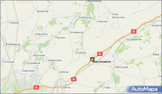 mapa Stefanowice gmina Marcinowice, Stefanowice gmina Marcinowice na mapie Targeo