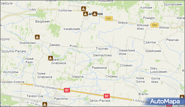 mapa Stelmachowo gmina Leszno, Stelmachowo gmina Leszno na mapie Targeo