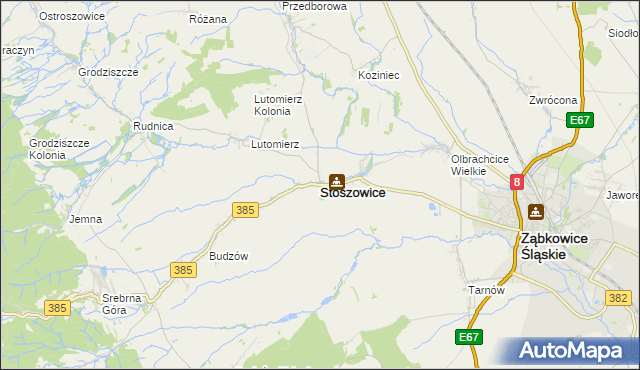 mapa Stoszowice, Stoszowice na mapie Targeo