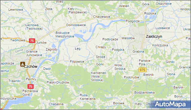 mapa Stróże gmina Zakliczyn, Stróże gmina Zakliczyn na mapie Targeo