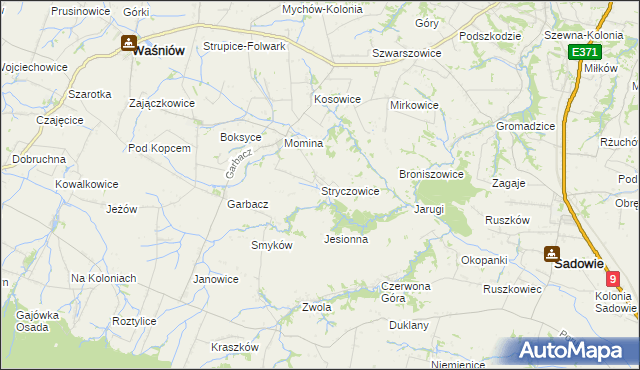 mapa Stryczowice, Stryczowice na mapie Targeo