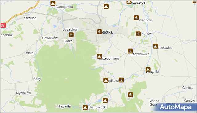 mapa Strzegomiany, Strzegomiany na mapie Targeo