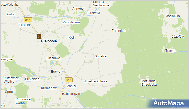 mapa Strzelce gmina Białopole, Strzelce gmina Białopole na mapie Targeo