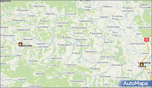 mapa Strzeszyce, Strzeszyce na mapie Targeo