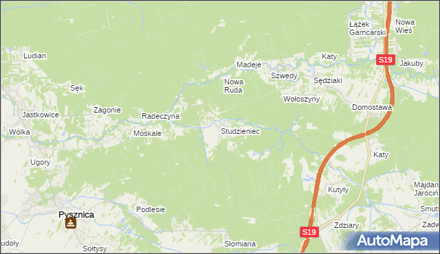 mapa Studzieniec gmina Pysznica, Studzieniec gmina Pysznica na mapie Targeo