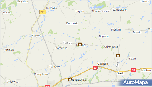 mapa Suchary gmina Nakło nad Notecią, Suchary gmina Nakło nad Notecią na mapie Targeo