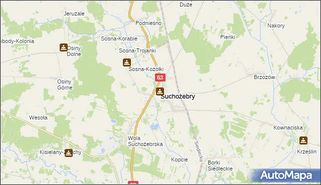 mapa Suchożebry, Suchożebry na mapie Targeo