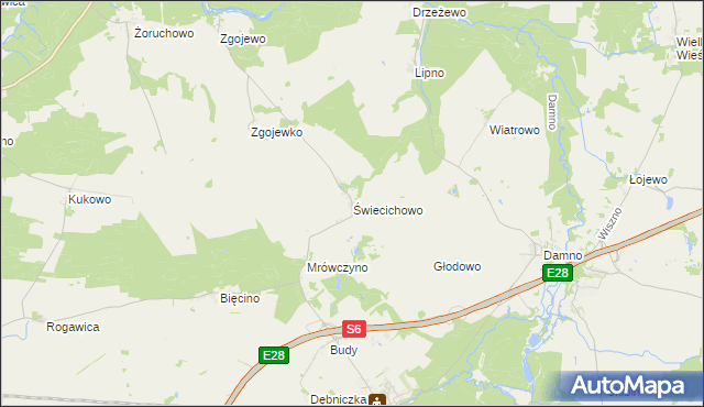 mapa Świecichowo, Świecichowo na mapie Targeo