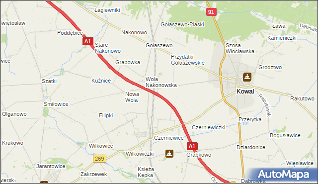 mapa Świerkowo gmina Choceń, Świerkowo gmina Choceń na mapie Targeo