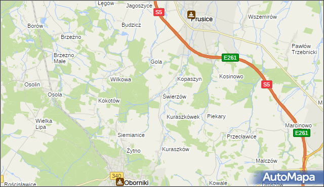 mapa Świerzów, Świerzów na mapie Targeo