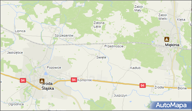 mapa Święte gmina Środa Śląska, Święte gmina Środa Śląska na mapie Targeo