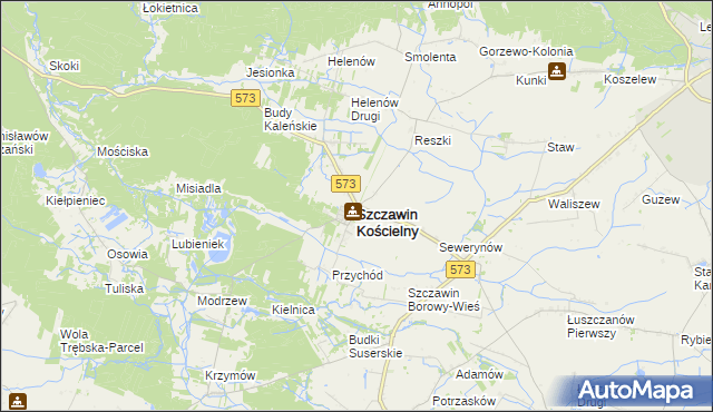 mapa Szczawin Kościelny, Szczawin Kościelny na mapie Targeo