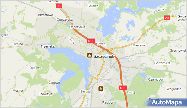 mapa Szczecinek, Szczecinek na mapie Targeo