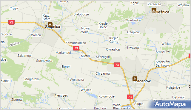 mapa Szczeglin gmina Stopnica, Szczeglin gmina Stopnica na mapie Targeo