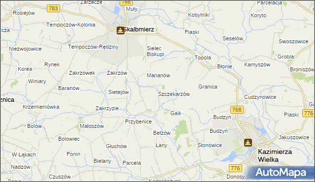 mapa Szczekarzów, Szczekarzów na mapie Targeo