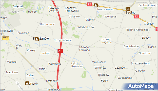 mapa Szewce Owsiane, Szewce Owsiane na mapie Targeo