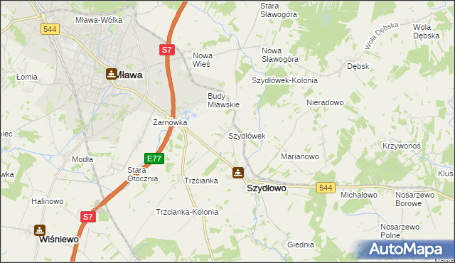 mapa Szydłówek gmina Szydłowo, Szydłówek gmina Szydłowo na mapie Targeo