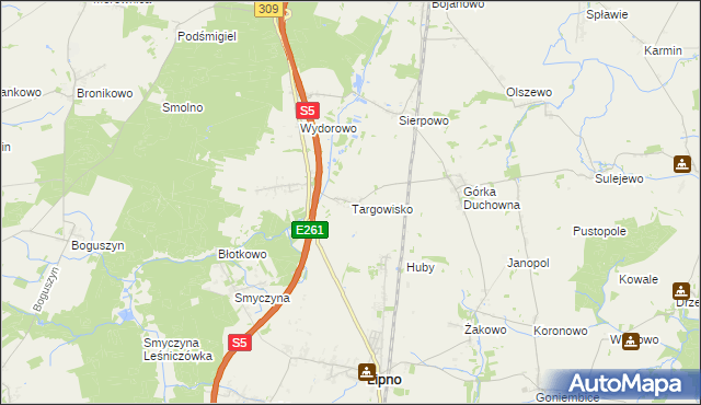 mapa Targowisko gmina Lipno, Targowisko gmina Lipno na mapie Targeo