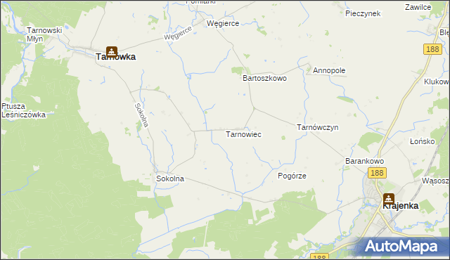 mapa Tarnowiec gmina Tarnówka, Tarnowiec gmina Tarnówka na mapie Targeo