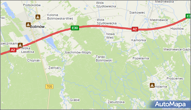 mapa Tartak Bolimowski, Tartak Bolimowski na mapie Targeo