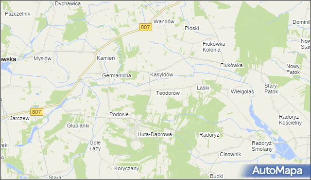 mapa Teodorów gmina Krzywda, Teodorów gmina Krzywda na mapie Targeo