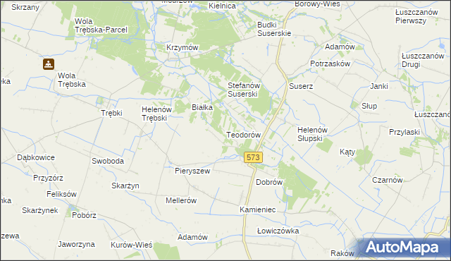 mapa Teodorów gmina Szczawin Kościelny, Teodorów gmina Szczawin Kościelny na mapie Targeo