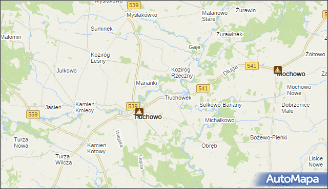 mapa Tłuchówek, Tłuchówek na mapie Targeo