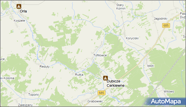 mapa Tofiłowce, Tofiłowce na mapie Targeo