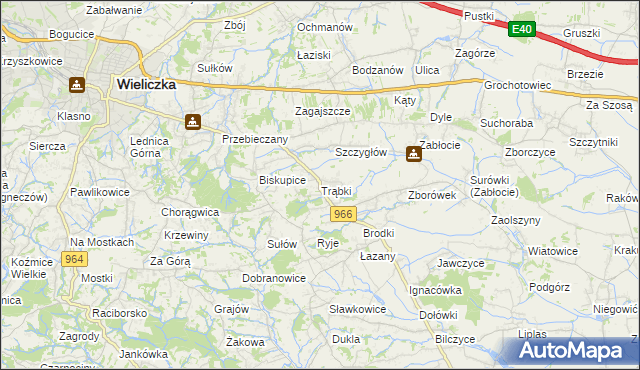 mapa Trąbki gmina Biskupice, Trąbki gmina Biskupice na mapie Targeo