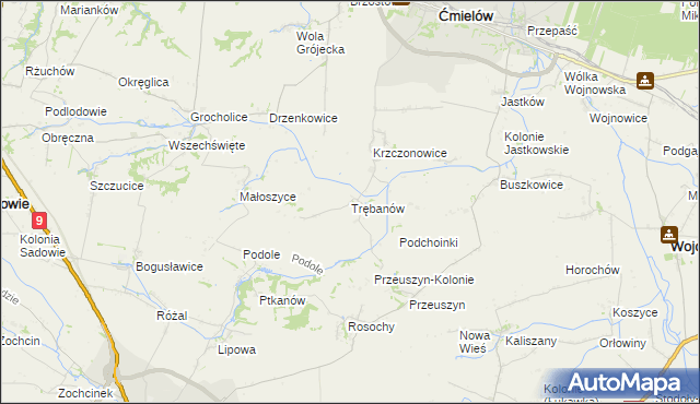 mapa Trębanów, Trębanów na mapie Targeo