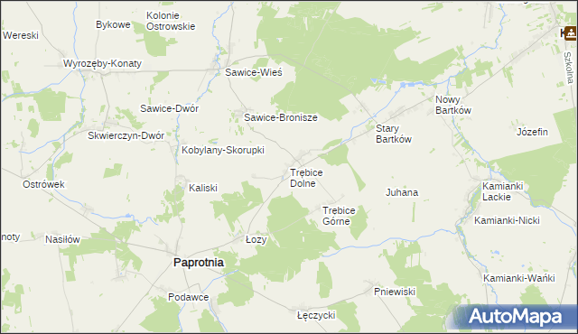 mapa Trębice Dolne, Trębice Dolne na mapie Targeo