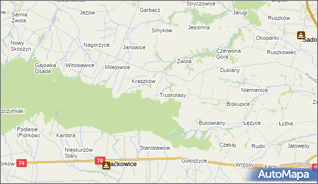 mapa Truskolasy gmina Sadowie, Truskolasy gmina Sadowie na mapie Targeo
