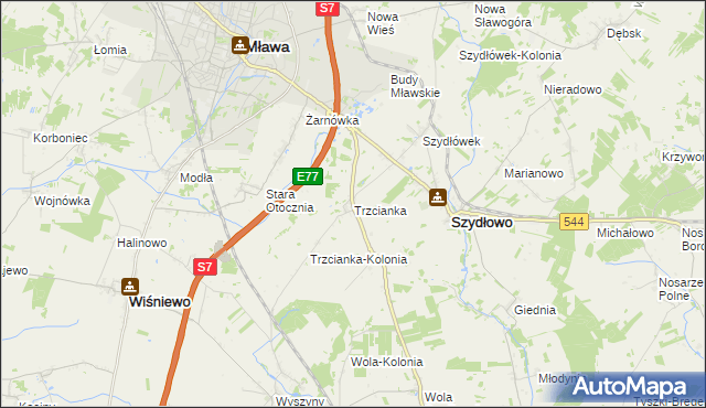 mapa Trzcianka gmina Szydłowo, Trzcianka gmina Szydłowo na mapie Targeo