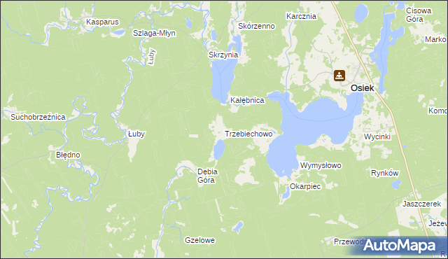 mapa Trzebiechowo gmina Osiek, Trzebiechowo gmina Osiek na mapie Targeo