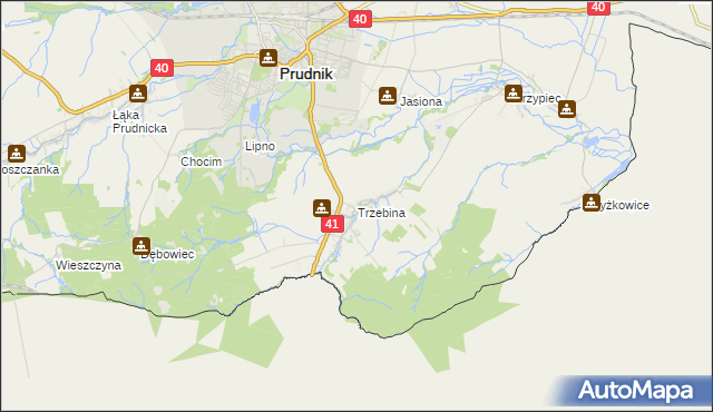 mapa Trzebina gmina Lubrza, Trzebina gmina Lubrza na mapie Targeo