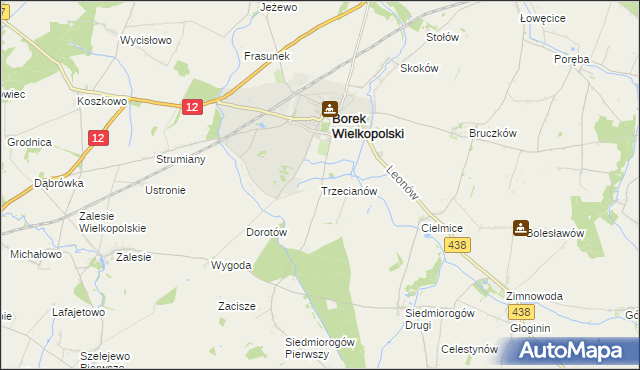 mapa Trzecianów, Trzecianów na mapie Targeo