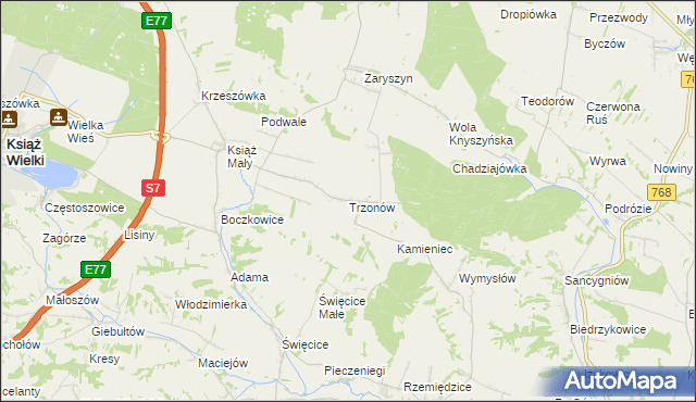 mapa Trzonów, Trzonów na mapie Targeo