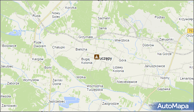 mapa Tuczępy powiat buski, Tuczępy powiat buski na mapie Targeo