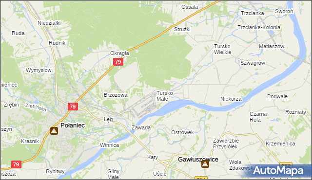 mapa Tursko Małe, Tursko Małe na mapie Targeo