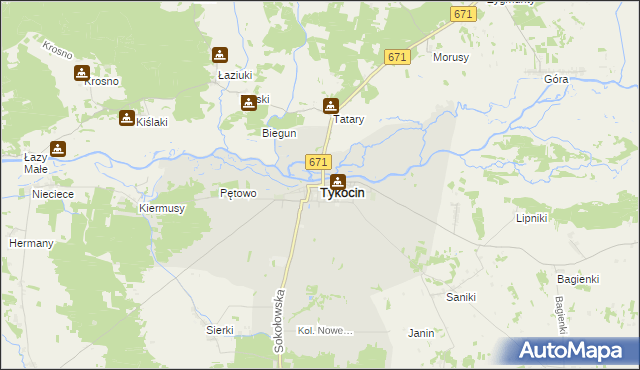 mapa Tykocin, Tykocin na mapie Targeo