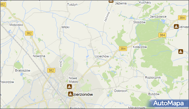 mapa Uciechów gmina Dzierżoniów, Uciechów gmina Dzierżoniów na mapie Targeo