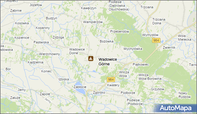 mapa Wadowice Górne, Wadowice Górne na mapie Targeo