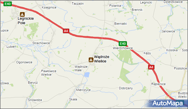 mapa Wądroże Wielkie, Wądroże Wielkie na mapie Targeo