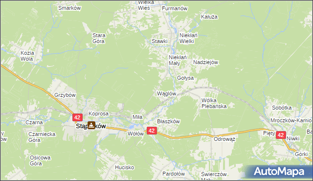 mapa Wąglów, Wąglów na mapie Targeo