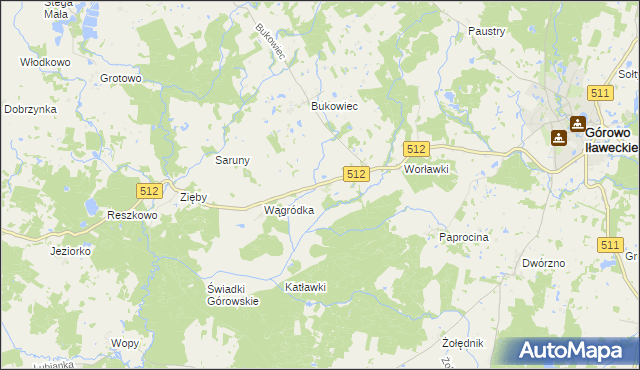 mapa Wągniki gmina Górowo Iławeckie, Wągniki gmina Górowo Iławeckie na mapie Targeo