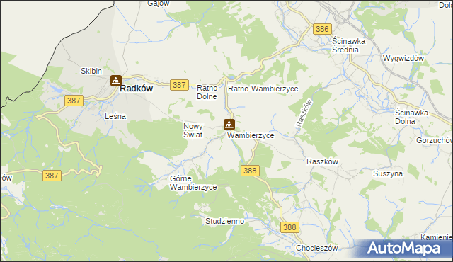 mapa Wambierzyce, Wambierzyce na mapie Targeo